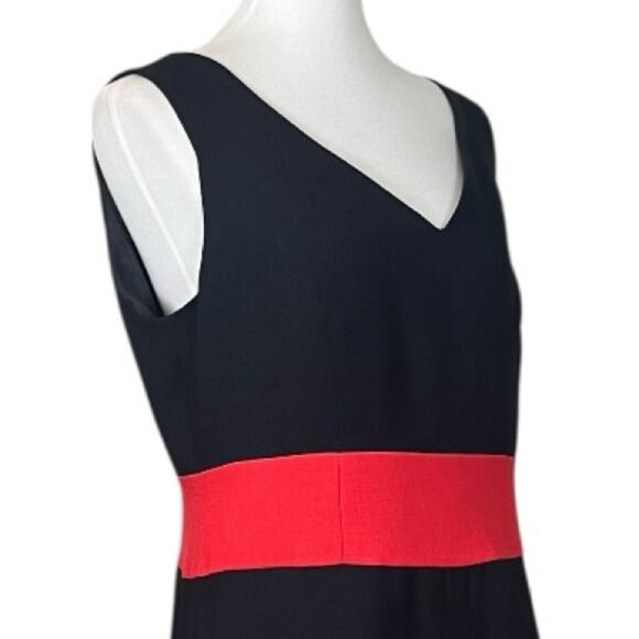 Evan Picone Black Label Dres A-line V-neck Black Red Colorblock Women’s Size 12 - Picture 6 of 11